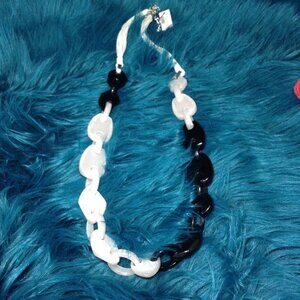 NWT Chico's Statement necklace; Black and White Lucite, Stunning, Artistic, Mod